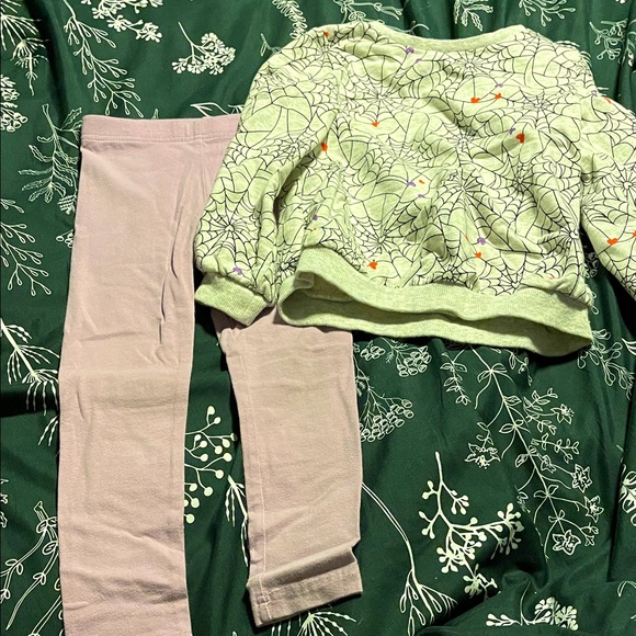Carter's 4T Spiderweb Sweatshirt and purple legging set - Picture 1 of 5